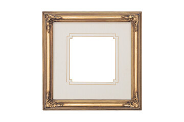 Fototapeta premium Thin gold antiqued frame with mat