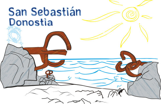 Ilustraci&oacute;n de San Sebasti&aacute;n con el peine de los vientos