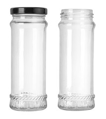 Empty long glass canning jar
