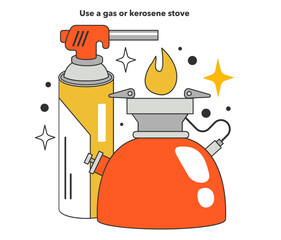 Use a gas or kerosene stove in emergency situation. Energy crisis