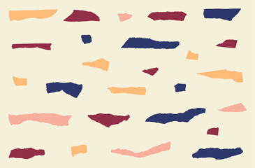 Abstract art background set color paper pieces organic elements