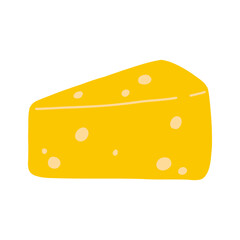 Cheese in cartoon flat style. Hand drawn vector illustration of dairy products, hard cheese