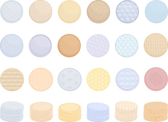 Cosmetic cotton pads icons set cartoon vector. Face material. Cotton makeup © nsit0108