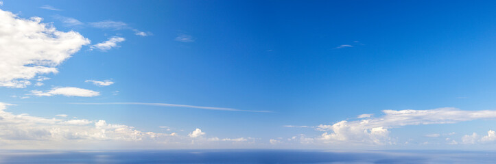 Panorama of the sky with clouds over sea