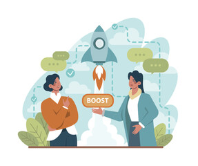 Boost up concept. Business growth or career promotion to higher