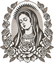 Fototapeta na wymiar The holy Virgin of Guadalupe mexico