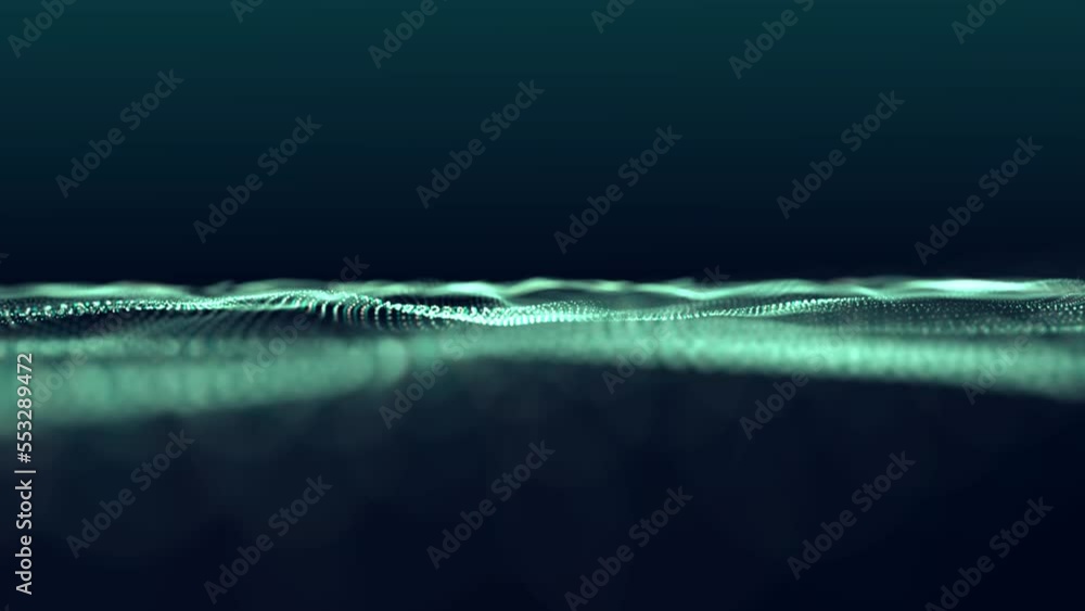 Poster abstract particle wave big data flowing beautiful motion concept big data internet network data tran