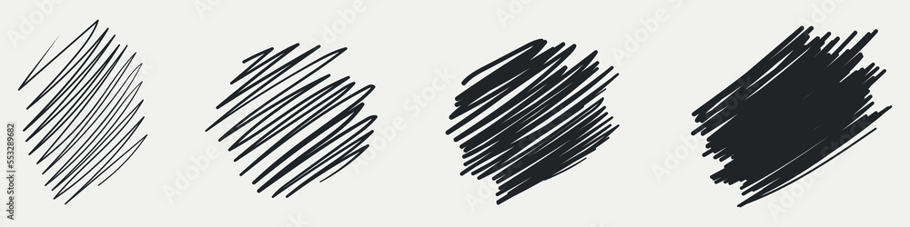 Fototapete Hand drawn line sketch set. Vector scribble doodle linear for message note mark design element. Pencil or pen graffiti elements or draft illustration. 10 EPS.