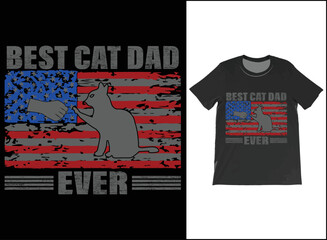 Best Cat Dad Ever USA Flag T-Shirt Vector, Fathers Day Gift, Cat Dad Shirt, Best Cat Dad Ever Tee, Cat Lover Gift, Gift For Dad.