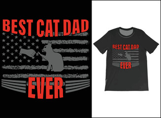 Best Cat Dad Ever USA Flag T-Shirt Vector, Fathers Day Gift, Cat Dad Shirt, Best Cat Dad Ever Tee, Cat Lover Gift, Gift For Dad.
