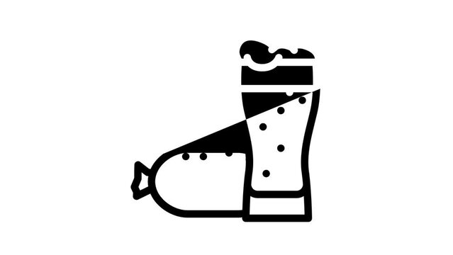 bierwurst sausage meat line icon animation