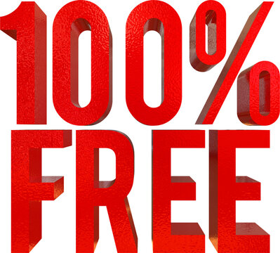 100 Percent Free Red 3D Render Text