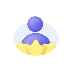 Obraz premium 3D Person with stars. Consumer or customer feedback score, satisfaction level and criticism concept.