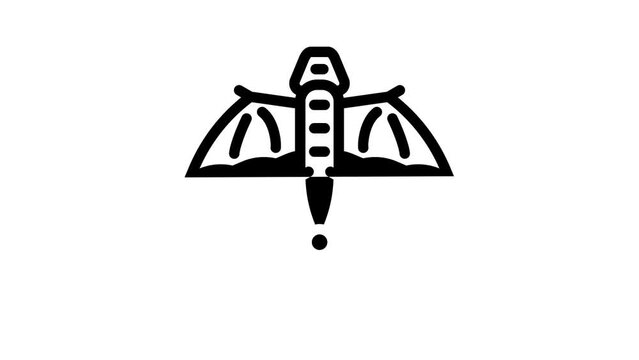 dragon shape kite line icon animation