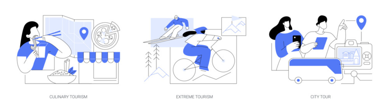 Authentic travel experience abstract concept vector illustrations.