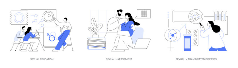 Sexual behavior abstract concept vector illustrations.