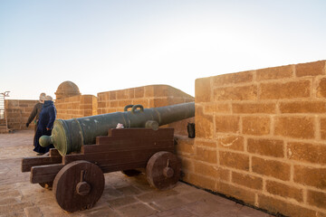 Fototapeta na wymiar cannon in the fortress of Essaouira at Morocco