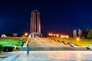National Heroes Memorial at night in Carol Park - Bucharest, Romania