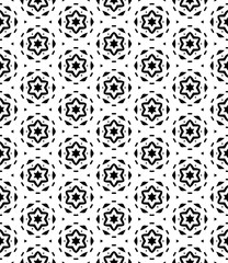 Black and white seamless pattern texture. Greyscale ornamental graphic design. Mosaic ornaments. Pattern template. Vector illustration. EPS10.