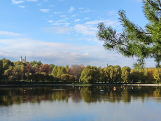 Autumn landscape of Mosfilm pond