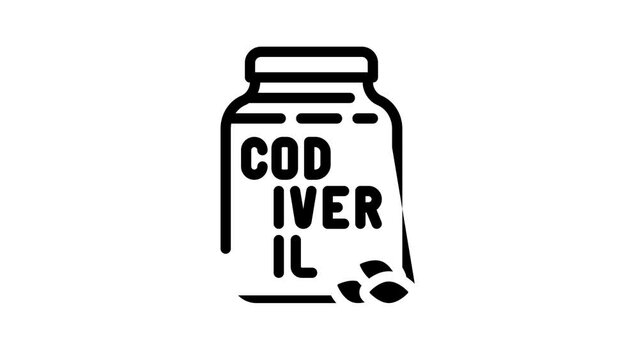 cod liver oil line icon animation