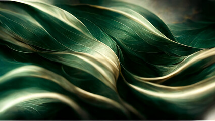 abstract green smooth wavy background. AI generated