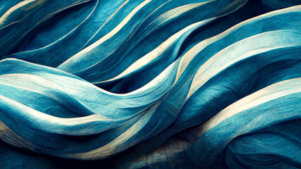 abstract blue smooth wavy background. AI generated