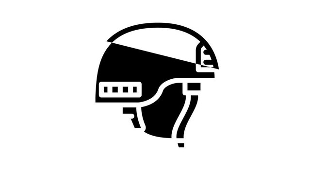 helmet soldier line icon animation