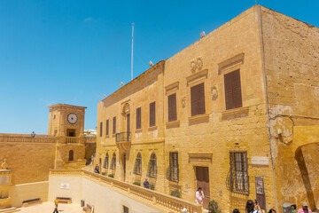 Gozo, Malta, 22 May 2022:  View of the fortress from the cathedral of Victoria