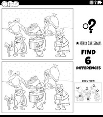 differences game with Santa Clauses coloring page