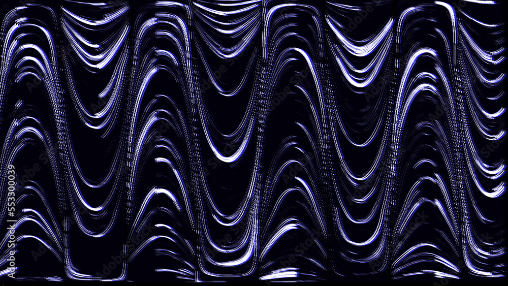 Poster glitch distorted style wavy background. digital modern effect of damaged screen made of lines. 3d re