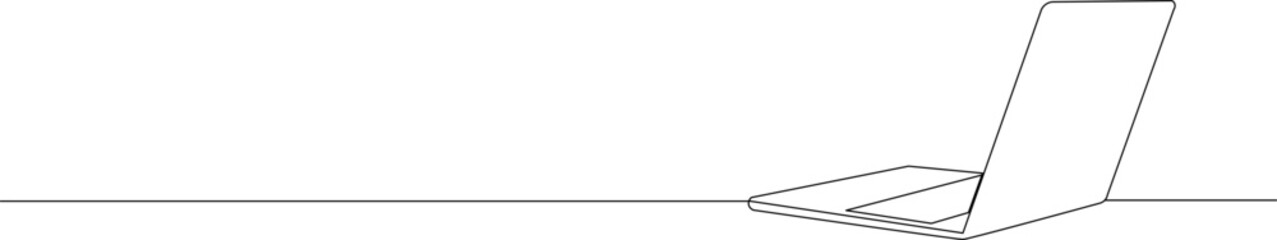 laptop sketch, continuous line drawing, vector