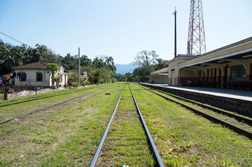Stretch of train tracks in the city of Morretes
