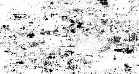Monochrome texture composed of irregular graphic elements. Distressed uneven grunge background. Abstract vector illustration. Overlay for interesting effect and depth. Isolated on white background.