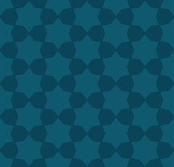 Fototapeta premium Abstract vector geometric seamless pattern. Traditional oriental ornament with stars, lattice, mesh, grid, floral shapes, stars. Subtle dark green background. Elegant ornamental design template