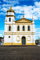 Fototapeta na wymiar Vertical shot of front of catholic church