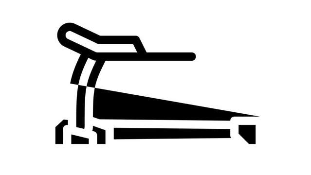treadmill sport equipment line icon animation