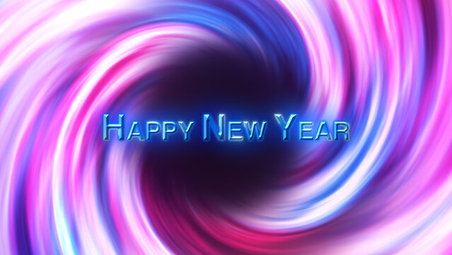 3D Digital Galaxy background, red and blue waves. Happy new year tittle. Abstract Wave Background. Red Blue Tunnel. Space Motion, Swirl. 3D Digital Galaxy. 3D Digital Galaxy. Happy New Year3D Digital 