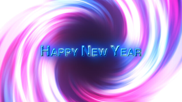 3D Digital Galaxy background, red and blue waves. Happy new year tittle. Abstract Wave Background. Red Blue Tunnel. Space Motion, Swirl. 3D Digital Galaxy. 3D Digital Galaxy. Happy New Year3D Digital 