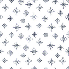 Blue and white seamless pattern with snowflakes. Vector illustration