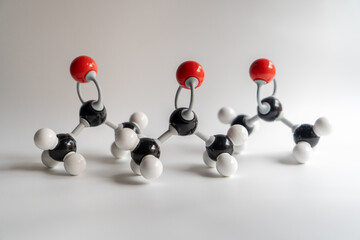 A group of molecular models of ketone molecules on white background