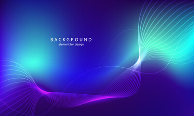 Abstract background. Wave element for design. Digital frequency track equalizer. Stylized line art. Colorful shiny wave with lines created using blend tool. Curved wavy line smooth stripe. Vector.
