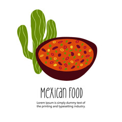 Mexican food illustration Chili Con Carne isolated on white background