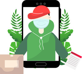 Delivery and online shopping flat illustration