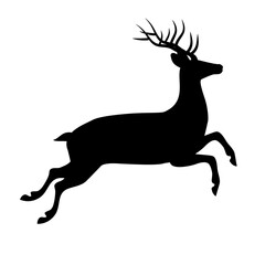 Vector flat hand drawn jumping deer silhouette isolated on white background