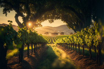 Generative AI illustration of beautiful vineyard
