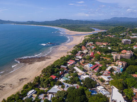 Beautiful aerial view of Tamarindo Beach and Town in Guanacaste Costa Rica