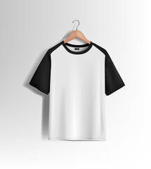 Men's slim-fitting short sleeve baseball shirt. Black Mock-up design template for branding