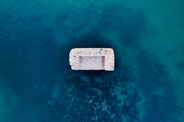 Fototapeta premium Mar Piccolo, Taranto, Puglia, Italy vista top down drone