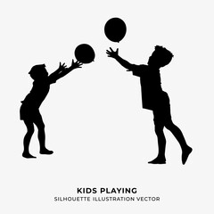 kids playing silhouette illustration vector